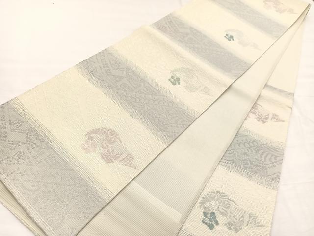 平和屋着物＊夏物　六通柄袋帯　唐織　鳳凰花文　銀糸　正絹　逸品　BAAY4036hv