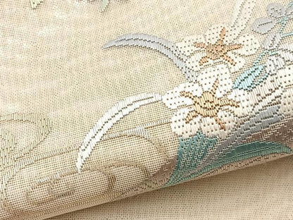 平和屋着物＊夏物　太鼓柄袋帯　絽刺し　区限刺繍　花筏　金糸　正絹　逸品　BAAY4039hv