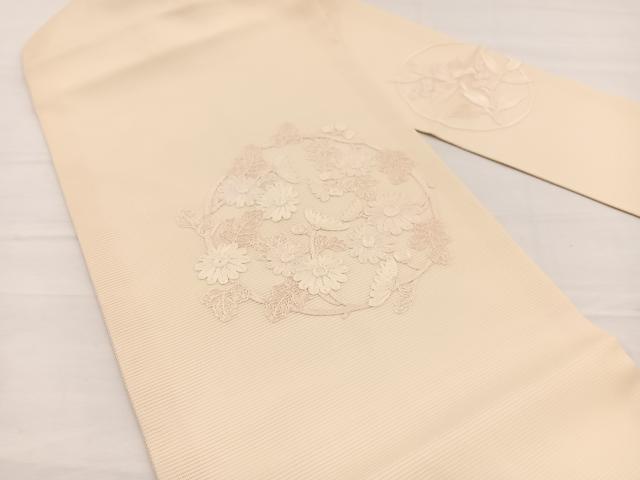 平和屋着物＊夏物　九寸名古屋帯　総刺繍　花丸文　正絹　逸品　BAAY4045hv
