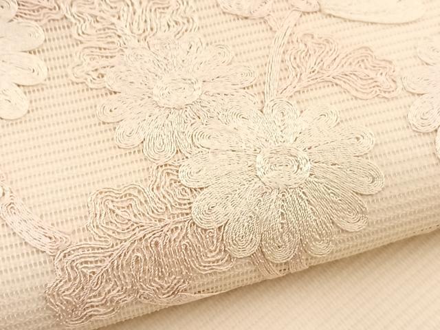 平和屋着物＊夏物　九寸名古屋帯　総刺繍　花丸文　正絹　逸品　BAAY4045hv