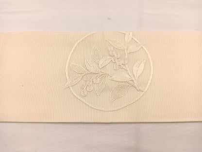 平和屋着物＊夏物　九寸名古屋帯　総刺繍　花丸文　正絹　逸品　BAAY4045hv