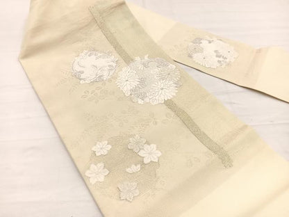 平和屋着物＊夏物　九寸名古屋帯　唐織　草花文　金銀糸　正絹　逸品　BAAY4046hv