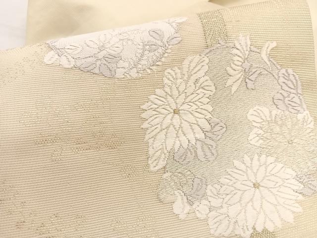 平和屋着物＊夏物　九寸名古屋帯　唐織　草花文　金銀糸　正絹　逸品　BAAY4046hv