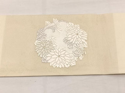 平和屋着物＊夏物　九寸名古屋帯　唐織　草花文　金銀糸　正絹　逸品　BAAY4046hv