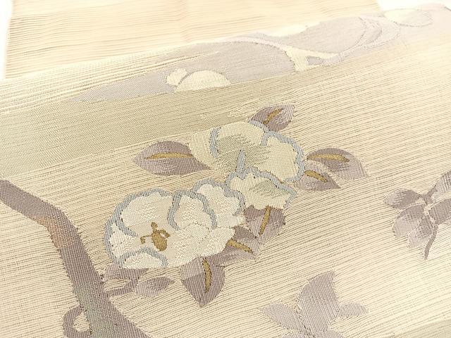 平和屋着物＊夏物　八寸名古屋帯　絽綴れ　すくい織　椿　金銀糸　正絹　逸品　BAAY4050hv
