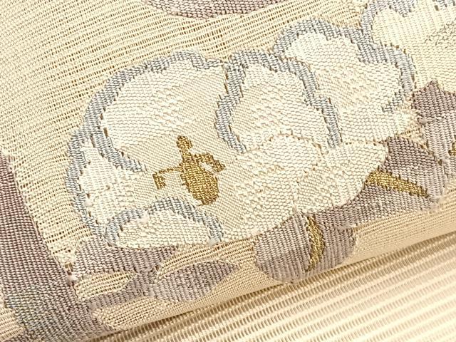 平和屋着物＊夏物　八寸名古屋帯　絽綴れ　すくい織　椿　金銀糸　正絹　逸品　BAAY4050hv