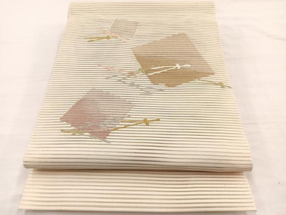 平和屋着物＊夏物　八寸名古屋帯　絽綴れ　こぼれ松葉　金銀糸　正絹　逸品　BAAY4052hv