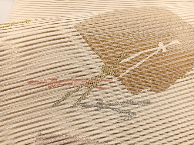 平和屋着物＊夏物　八寸名古屋帯　絽綴れ　こぼれ松葉　金銀糸　正絹　逸品　BAAY4052hv