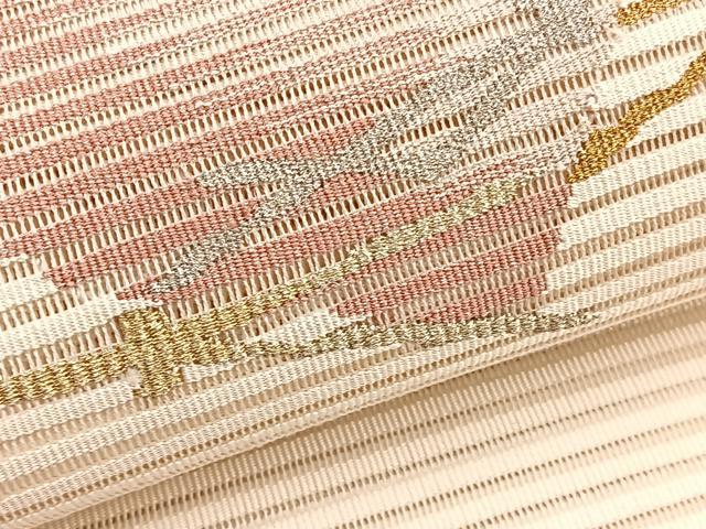 平和屋着物＊夏物　八寸名古屋帯　絽綴れ　こぼれ松葉　金銀糸　正絹　逸品　BAAY4052hv