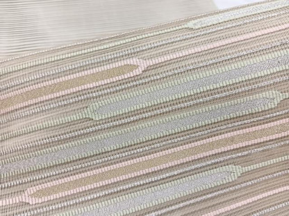 平和屋着物＊夏物　八寸名古屋帯　絽綴れ　横段文　金銀糸　正絹　逸品　BAAY4058hv