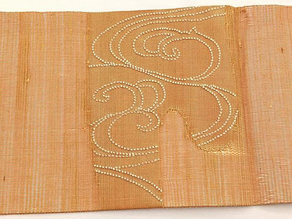 平和屋着物＊夏物　中国三大刺繍　相良刺繍　九寸名古屋帯　流水文　正絹　逸品　BAAY4060hv