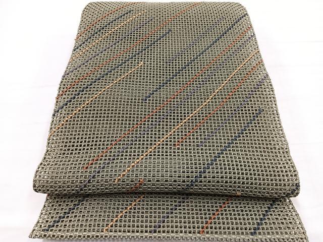 平和屋着物＊夏物　八寸名古屋帯　羅　斜線文　正絹　逸品　BAAY4062hv