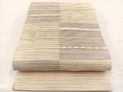 平和屋着物＊夏物　八寸名古屋帯　絽綴れ　横段文　金銀糸　正絹　逸品　BAAY4063hv