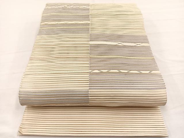 平和屋着物＊夏物　八寸名古屋帯　絽綴れ　横段文　金銀糸　正絹　逸品　BAAY4063hv