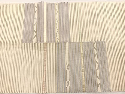 平和屋着物＊夏物　八寸名古屋帯　絽綴れ　横段文　金銀糸　正絹　逸品　BAAY4063hv