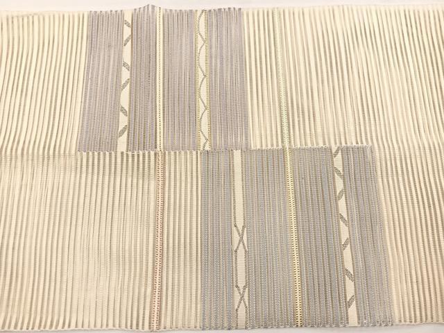 平和屋着物＊夏物　八寸名古屋帯　絽綴れ　横段文　金銀糸　正絹　逸品　BAAY4063hv