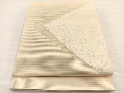 平和屋着物＊夏物　八寸名古屋帯　絽綴れ　麻の葉文様　銀糸　正絹　逸品　未使用　BAAY4066hv