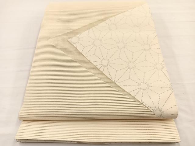 平和屋着物＊夏物　八寸名古屋帯　絽綴れ　麻の葉文様　銀糸　正絹　逸品　未使用　BAAY4066hv