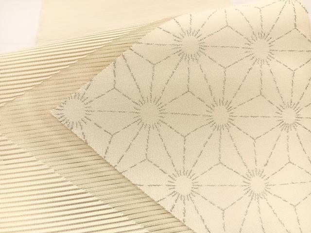 平和屋着物＊夏物　八寸名古屋帯　絽綴れ　麻の葉文様　銀糸　正絹　逸品　未使用　BAAY4066hv