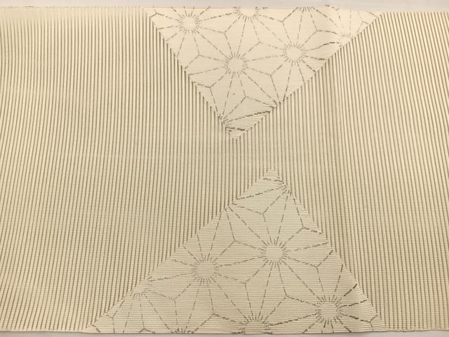 平和屋着物＊夏物　八寸名古屋帯　絽綴れ　麻の葉文様　銀糸　正絹　逸品　未使用　BAAY4066hv