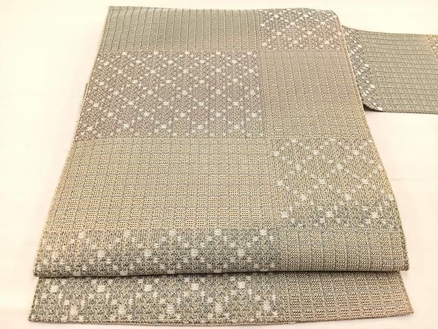 平和屋着物＊夏物　八寸名古屋帯　菱文様　金糸　正絹　逸品　BAAY4067hv