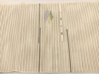 平和屋着物＊夏物　八寸名古屋帯　絽綴れ　横段文　金銀糸　正絹　逸品　BAAY4068hv