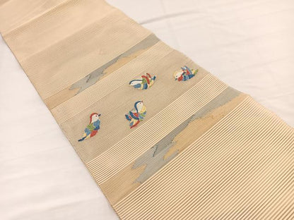 平和屋着物＊夏物　八寸名古屋帯　唐織　絽綴れ　鴛鴦　金糸　正絹　逸品　未使用　BAAY4070hv