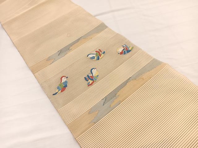 平和屋着物＊夏物　八寸名古屋帯　唐織　絽綴れ　鴛鴦　金糸　正絹　逸品　未使用　BAAY4070hv