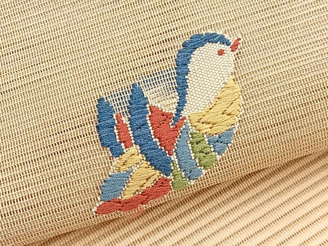 平和屋着物＊夏物　八寸名古屋帯　唐織　絽綴れ　鴛鴦　金糸　正絹　逸品　未使用　BAAY4070hv