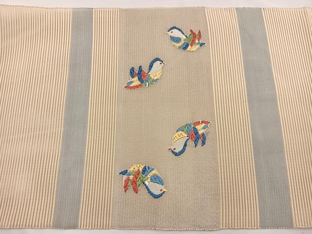 平和屋着物＊夏物　八寸名古屋帯　唐織　絽綴れ　鴛鴦　金糸　正絹　逸品　未使用　BAAY4070hv