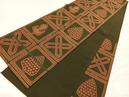 平和屋着物●西陣　六通柄　本袋帯　草葉文　金糸　正絹　逸品　BAAY4077hv