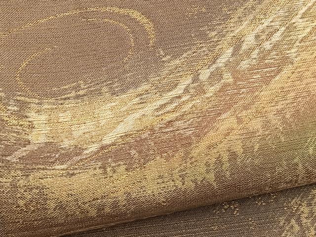 平和屋着物●染師　故・山代谷隆　太鼓柄袋帯　立波文　金糸　正絹　逸品　BAAY4080hv