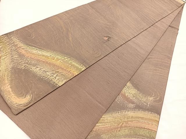 平和屋着物●染師　故・山代谷隆　太鼓柄袋帯　立波文　金糸　正絹　逸品　BAAY4080hv