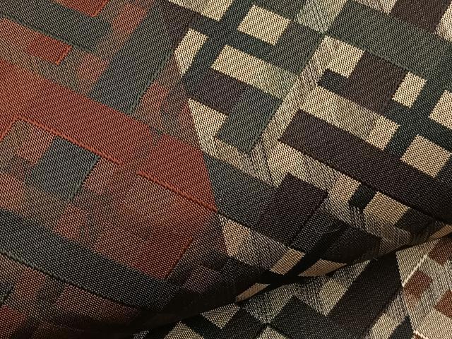 平和屋着物●両面　全通柄袋帯　幾何学文様　正絹　逸品　未使用　BAAY4084hv