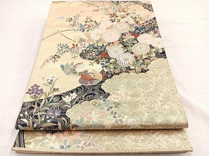 平和屋着物▼六通柄袋帯　唐織　九百錦　花日和　金糸　正絹　逸品　未使用　BAAY4095hv