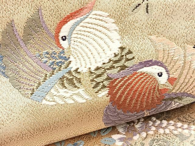 平和屋着物▼六通柄袋帯　唐織　九百錦　花日和　金糸　正絹　逸品　未使用　BAAY4095hv