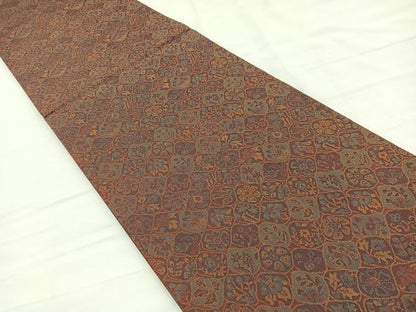 平和屋着物▼六通柄袋帯　草花文　正絹　逸品　BAAY4102hv