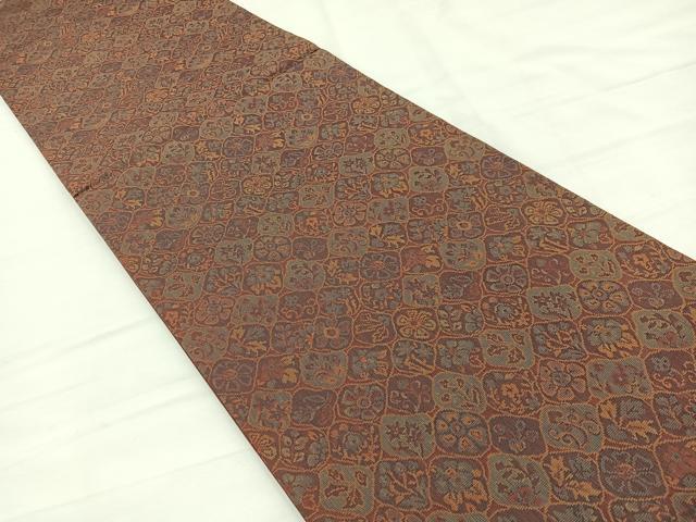 平和屋着物▼六通柄袋帯　草花文　正絹　逸品　BAAY4102hv