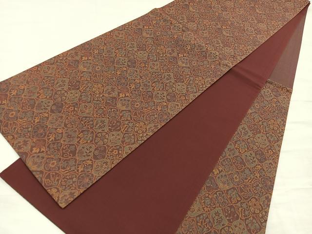 平和屋着物▼六通柄袋帯　草花文　正絹　逸品　BAAY4102hv