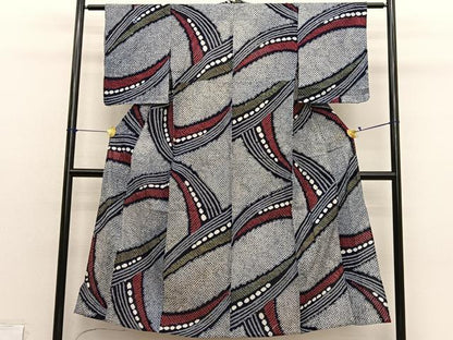 平和屋着物∴夏物　浴衣　有松鳴海絞り　流線文様　綿　逸品　BAAY4106hv