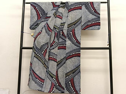 平和屋着物∴夏物　浴衣　有松鳴海絞り　流線文様　綿　逸品　BAAY4106hv