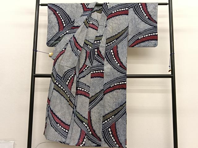 平和屋着物∴夏物　浴衣　有松鳴海絞り　流線文様　綿　逸品　BAAY4106hv