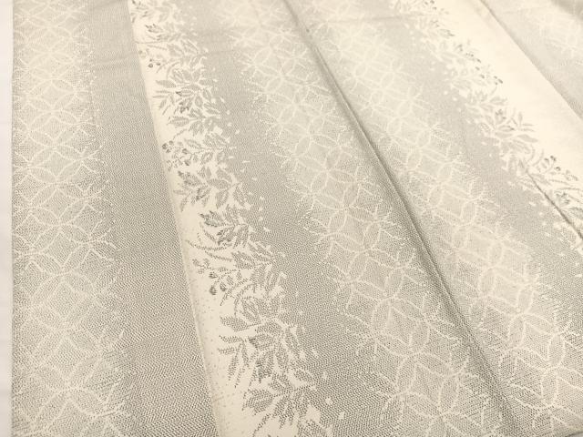平和屋着物▽本塩沢　単衣　七宝枝葉文　正絹　逸品　BAAY4107hv