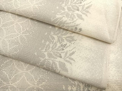平和屋着物▽本塩沢　単衣　七宝枝葉文　正絹　逸品　BAAY4107hv