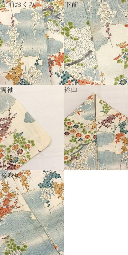 平和屋着物▽上質な小紋　単衣　草花文　暈し染め　金彩　鈴乃屋扱い　正絹　逸品　BAAY4110hv