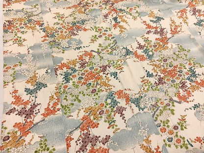 平和屋着物▽上質な小紋　単衣　草花文　暈し染め　金彩　鈴乃屋扱い　正絹　逸品　BAAY4110hv
