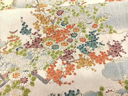 平和屋着物▽上質な小紋　単衣　草花文　暈し染め　金彩　鈴乃屋扱い　正絹　逸品　BAAY4110hv