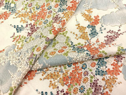 平和屋着物▽上質な小紋　単衣　草花文　暈し染め　金彩　鈴乃屋扱い　正絹　逸品　BAAY4110hv