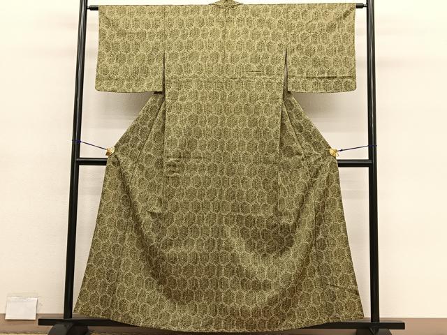 平和屋着物▽小紋　単衣　亀甲文　BAAY4116hv