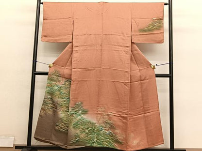 平和屋着物▽訪問着　単衣　風景文　暈し染め　金彩　正絹　逸品　BAAY4121hv